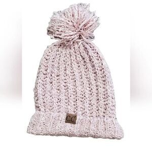 C.C. Blush Knit Hat with Pom Pom